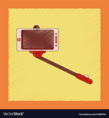 Flat shading style icon smartphone selfie stick vector image