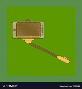 Flat shading style icon smartphone selfie stick vector image