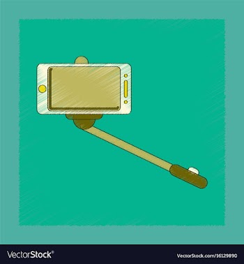Flat shading style icon smartphone selfie stick vector image