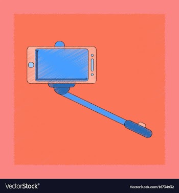 Flat shading style icon smartphone selfie stick vector image