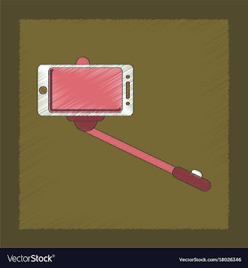 Flat shading style icon smartphone selfie stick vector image