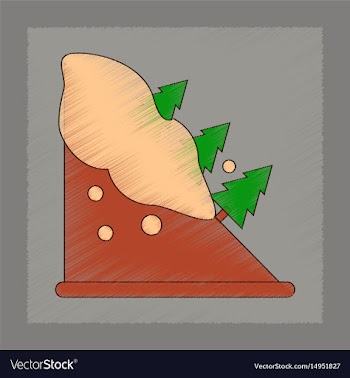 Flat shading style icon snow avalanche spruce vector image