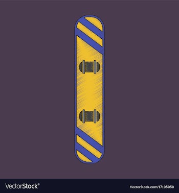 Flat shading style icon snowboard vector image