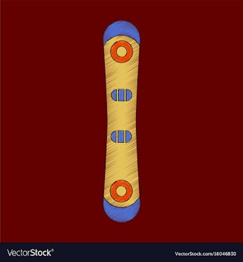 Flat shading style icon snowboard vector image
