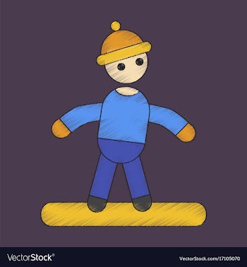 Flat shading style icon snowboarder vector image