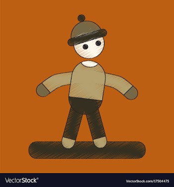 Flat shading style icon snowboarder vector image
