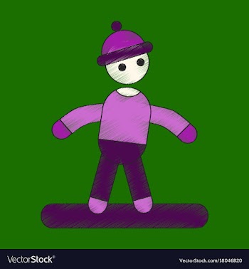 Flat shading style icon snowboarder vector image