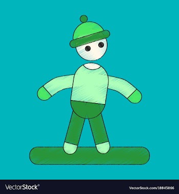 Flat shading style icon snowboarder vector image