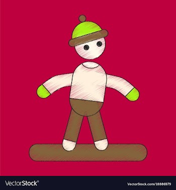 Flat shading style icon snowboarder vector image