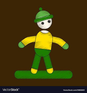Flat shading style icon snowboarder vector image