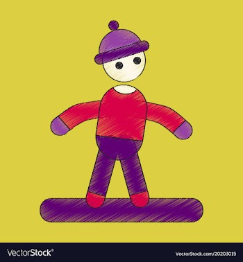 Flat shading style icon snowboarder vector image