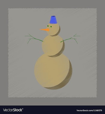 Flat shading style icon snowman vector image