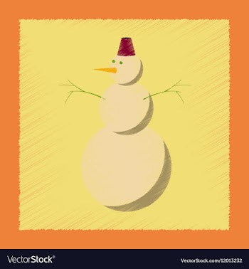 Flat shading style icon snowman vector image