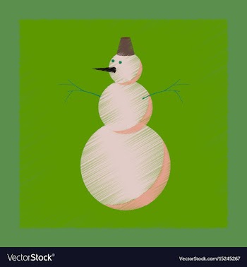 Flat shading style icon snowman vector image