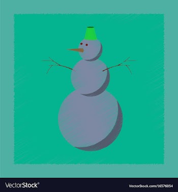 Flat shading style icon snowman vector image