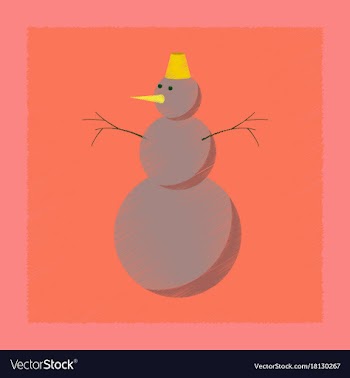 Flat shading style icon snowman vector image