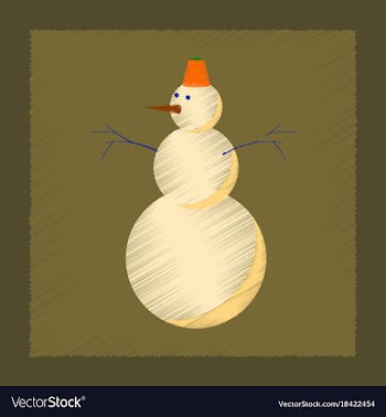 Flat shading style icon snowman vector image