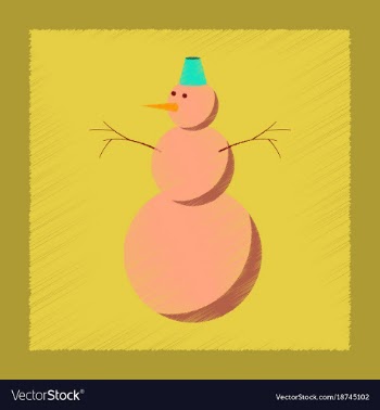 Flat shading style icon snowman vector image