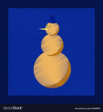 Flat shading style icon snowman vector image