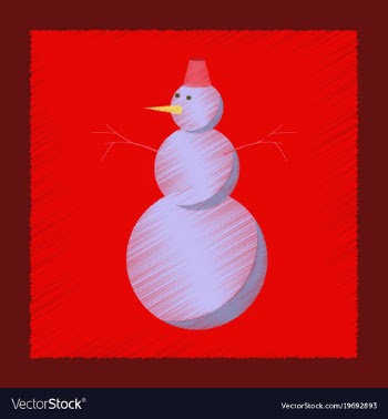 Flat shading style icon snowman vector image