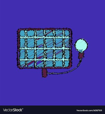 Flat shading style icon solar battery with lamp vector image
