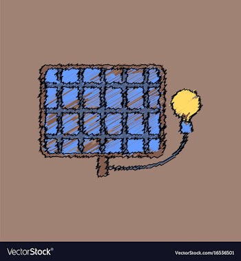 Flat shading style icon solar battery with lamp vector image
