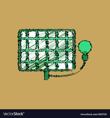 Flat shading style icon solar battery with lamp vector image