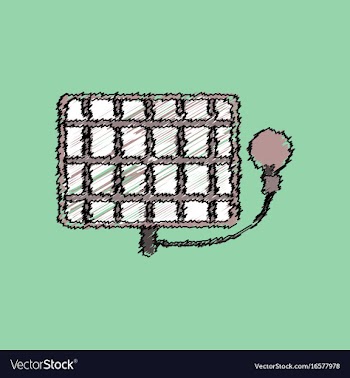 Flat shading style icon solar battery with lamp vector image