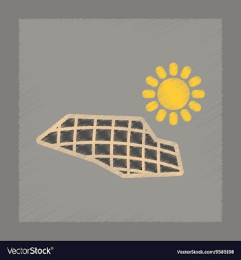 Flat shading style icon solar panels vector image