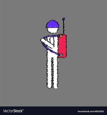 Flat shading style icon soldier holding walkie vector image