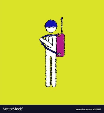 Flat shading style icon soldier holding walkie vector image