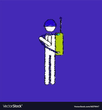 Flat shading style icon soldier holding walkie vector image