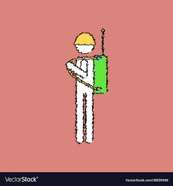 Flat shading style icon soldier holding walkie vector image