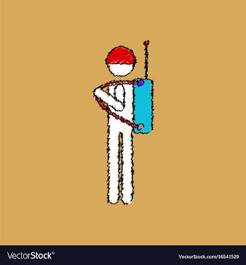 Flat shading style icon soldier holding walkie vector image