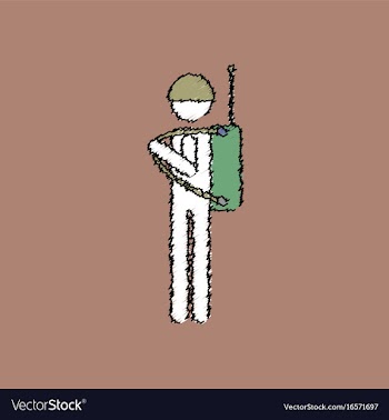 Flat shading style icon soldier holding walkie vector image