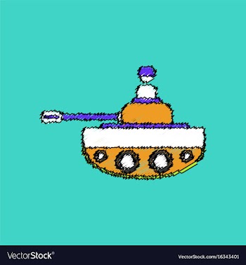 Flat shading style icon soldier on tank vector image