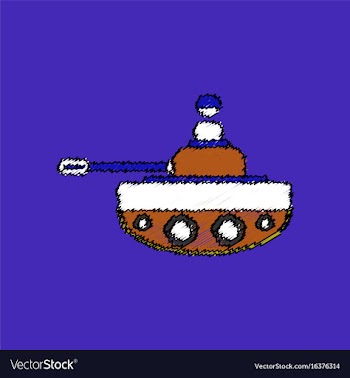Flat shading style icon soldier on tank vector image