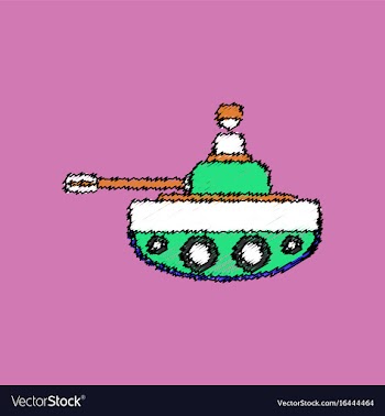 Flat shading style icon soldier on tank vector image