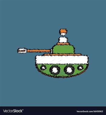 Flat shading style icon soldier on tank vector image