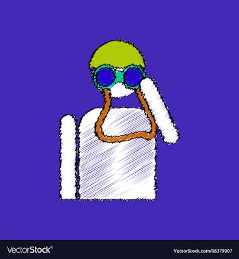 Flat shading style icon soldier with binocular vector image