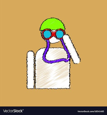 Flat shading style icon soldier with binocular vector image