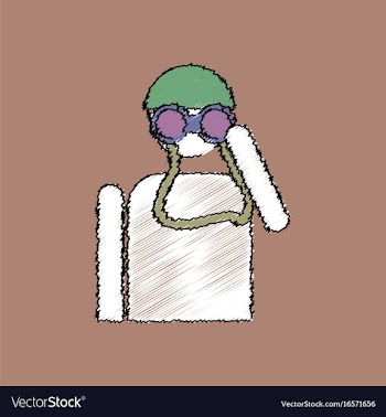 Flat shading style icon soldier with binocular vector image
