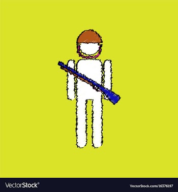 Flat shading style icon soldier with gun vector image