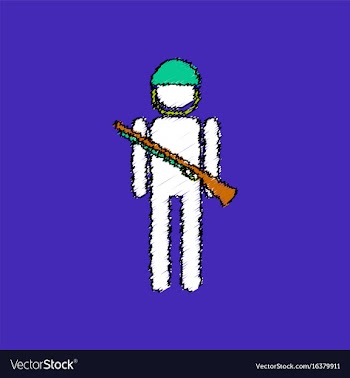 Flat shading style icon soldier with gun vector image
