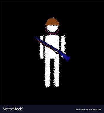 Flat shading style icon soldier with gun vector image