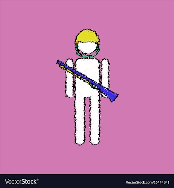 Flat shading style icon soldier with gun vector image