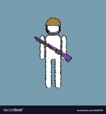 Flat shading style icon soldier with gun vector image