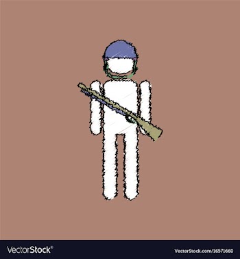 Flat shading style icon soldier with gun vector image
