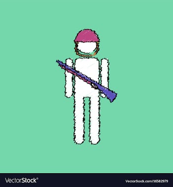 Flat shading style icon soldier with gun vector image