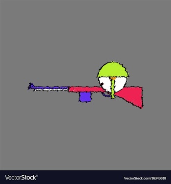 Flat shading style icon soldier with rifle aiming vector image